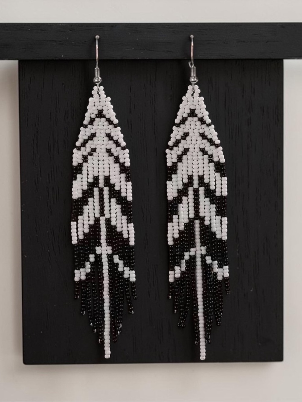 Tall Pine in the Midnight Beaded Fringe Earrings. New.